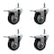 Service Caster 4'' Black Polyurethane Swivel 7/16'' Stem Caster Set with Total Lock Brake, 4PK SCC-GRTTL20S414-PPUB-BLK-716138-4 - alternate 1
